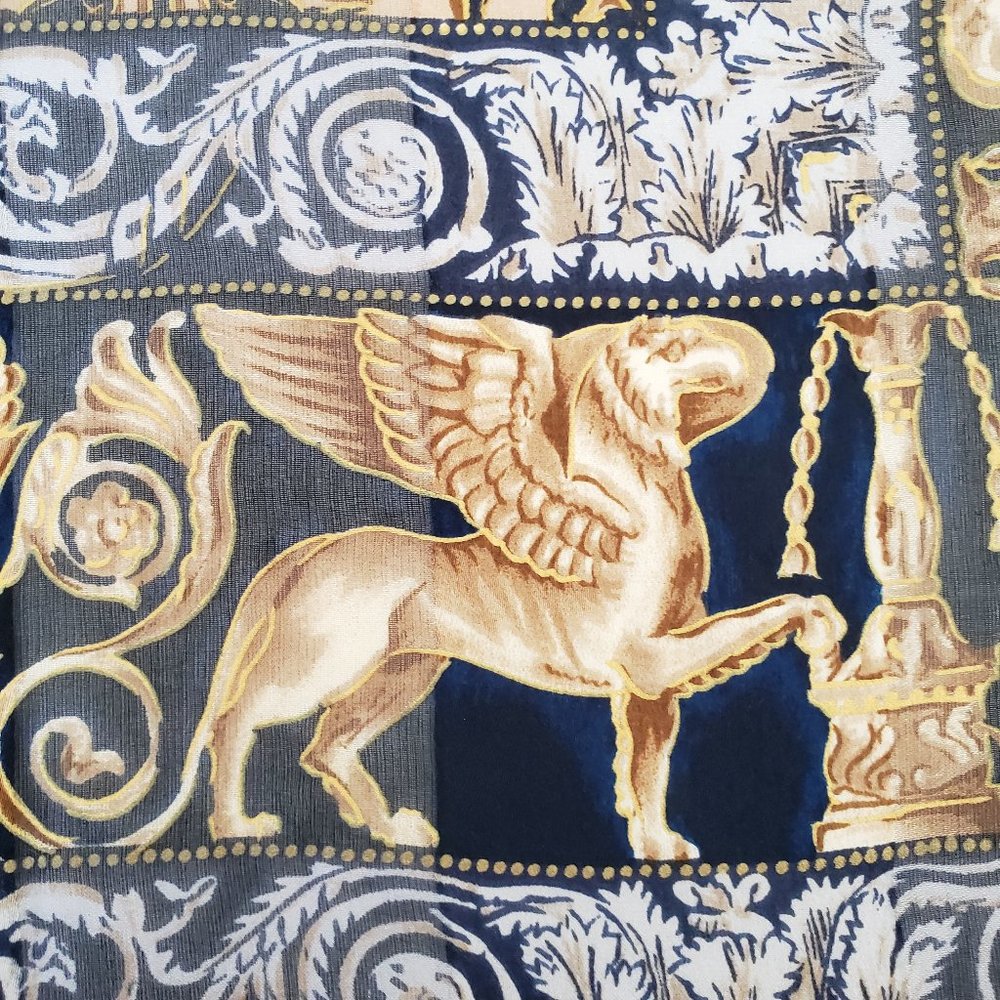 Vintage Linda Allard Ellen Tracy Scarf Winged Griffin 34x34 Silk 1990s Y2K